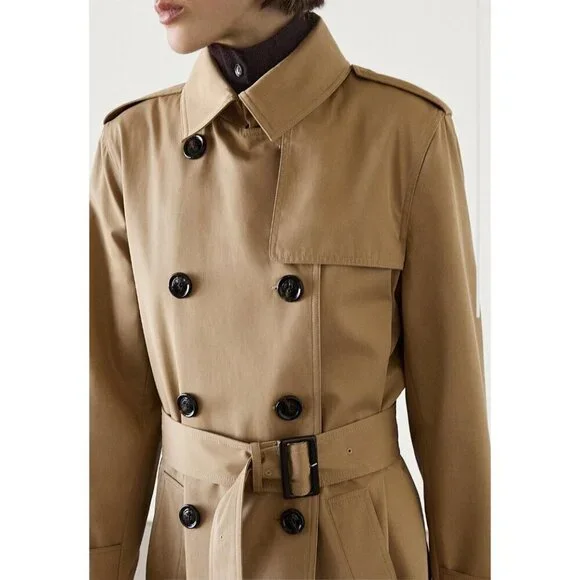 Massimo Dutti Women’s Trench Coat With Belt Brown Size M - Picture 3 of 16
